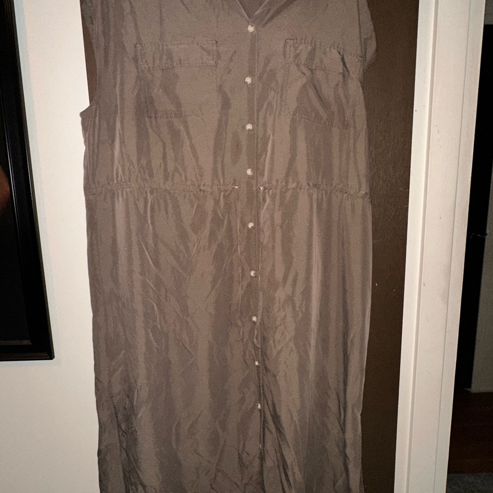 Waist-Defined Utility Midi Shirt Dress